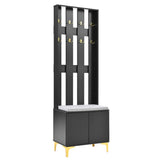 ON-TREND Modern Luxury 4-in-1 Hall Tree with Cushion, Versatile Coat Rack with 8 Gold Hooks and N721P192814B