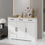 Farmhouse Buffet Cabinet Storage Sideboard with 3 Drawers and 3 Doors for Dining Living Room Kitchen W282138084