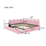 Full Size Upholstered Daybed with 2 Drawers,Velvet Sofabed with Soft Fabric Headboard, No Box-spring N733P194901H