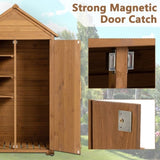 Outdoor Storage Cabinet, Garden Wood Tool Shed, Outside Wooden Shed Closet with Shelves and Latch W142291652