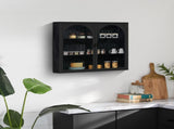 27.56"Glass Doors Modern Two-door Wall Cabinet with Featuring Three-tier Storage for Entryway Living W757119331