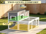 Rabbit Hutch Wooden 2 Story Bunny Cage with Run Waterproof Openable Roof Pull Out Tray Ramp 25143845