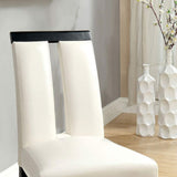 Set of 2 Chairs Black And White Leatherette Beautiful Padded Side Chairs Slit Back Design Kitchen HS11CM3559SC-ID-AHD