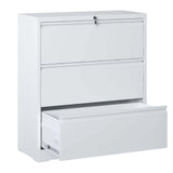 ZUN Lateral File Cabinet 3 Drawer, White Filing Cabinet with Lock, Lockable File Cabinet for Home 01157395