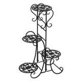 4 Potted Rounded Flower Metal Shelves Plant Pot Stand Decoration for Indoor Outdoor Garden Black 69287047