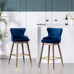 ZUN Leland Fabric Upholstered Wingback Bar Stools, Set of 2, Blue T2574P165110