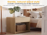 Mid-century modern bedside set, 2 pieces, with storage drawers and open shelves, bedroom side W1706P465308