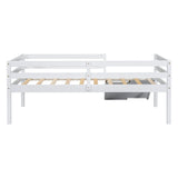 ZUN Twin Low Loft Bed with Slide, Ladder, Safety Guardrails, No Box Spring Needed,White W504P145269