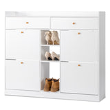 ZUN FCH 4 Drawers 2 Drawers with Top Baffle Shoe Cabinet Particle Board 128*25*107cm White 41329802