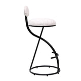 Round Print Bar Stools Set of 2 Black Metal Upholstered Chairs for Kitchen Island & Dining Rooms W1757P268901