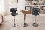 Masaccio Upholstery Airlift Adjustable Swivel Barstool with Chrome Base, Set of 2, Grey T2574P164835
