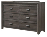 ZUN 1pc Contemporary Six Drawers Dresser Brownish Gray Driftwood Finish Rustic Finish Bedroom Wooden B011P234751