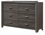 ZUN 1pc Contemporary Six Drawers Dresser Brownish Gray Driftwood Finish Rustic Finish Bedroom Wooden B011P234751