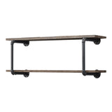 Antique Oak and Sandy Grey 2-Tier Wall Shelf B062P184601