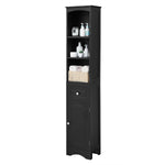 ZUN Tall Bathroom Cabinet, Freestanding Storage Cabinet with Drawer, MDF Board, Adjustable Shelf, Black WF289423AAB