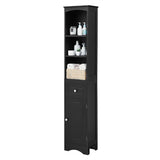 ZUN Tall Bathroom Cabinet, Freestanding Storage Cabinet with Drawer, MDF Board, Adjustable Shelf, Black WF289423AAB