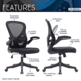 ZUN Techni Mobili Black Mesh Office Chair with Lumbar Support and Flip-Up Arms RTA-8050-BK