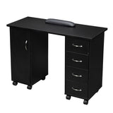 Double Edged Manicure Nail Table with Drawer Black 54431300