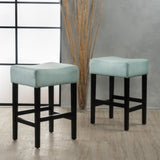 Set of 2, 26.75" Backless Leather Counter Height Barstool, Light Blue 74492.00FLBLU