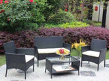 4 PC Rattan Patio Furniture Set Outdoor Patio Cushioned Seat Wicker Sofa W20985037