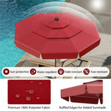 10 foot red terrace umbrella with solar powered LED lights and multi-layered ventilated roof 92595764