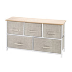 ZUN 2-Tier Wide Closet Dresser, Nursery Dresser Tower With 5 Easy Pull Fabric Drawers And Metal Frame, 83038554