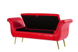 ZUN Red, PU Leather, Metal Feet Upholstered Ottoman Bedroom Lounge Ottoman Flip Top Storage Sofa Bench 22859043