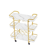 ZUN Painted Three-layer Bar Cart, With Wine Rack And Glass Holder, Suitable for Families And Small 88893934