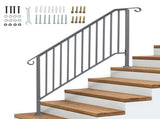 Handrails for Outdoor Steps, Iron Handrail Fits 4 Step, Transitional Handrail with Installation Kit, 20221483