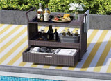 Handwoven PE Rattan Outdoor Bar with Tempered Glass Top & Drawer, 4 Wheels with Brakes Serving 78530937