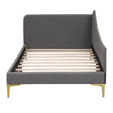 Twin Size Upholstered Daybed with Headboard and Armrest, Support Legs, Grey WF318293AAE