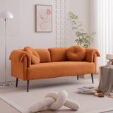 68.5" Modern Lamb Wool Sofa With Decorative Throw Pillows for Small Spaces W848P152953