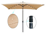 ZUN 10 x 6.5t Rectangular Patio Solar LED Lighted Outdoor Market Umbrellas with Crank and Push Button 86484351