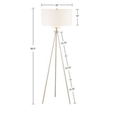 ZUN Pacific Tripod Metal Tripod Floor Lamp with Glass Shade B03596588