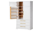 78.2" Tall Farmhouse Kitchen Pantry Cabinet with 8 Door Storage Cabinet with 3 Adjustable 04574184
