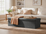 Dark Gray Foldable Storage Ottoman Bench with 660lb Capacity, Multi-Functional Footrest and Seat 14425433