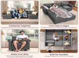Modern 9-Seater Armless Linen Sectional Sofa, Convertible U Shaped Sofa Couch with with Storage, B2716P356111