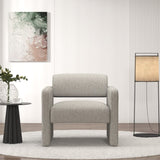 ZUN Beige stripe single sofa chair, upholstered comfortable chair with armrests, for dining W487P183020