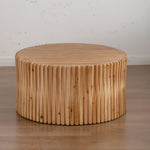 ZUN 31.5" Retro Fashion Style Cylindrical Coffee Table with Vertical Texture Relief Design,Suitable for W757P183279