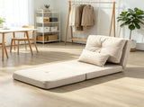 Beige Convertible Floor Sofa Bed No Assembly Required Folding Upholstered Couch, Adjustable 92641017