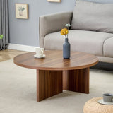 Versatile Walnut-Finished MDF Round Coffee Table for Diverse Interior Styles, Blending Modern W3226P278925