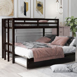 ZUN Twin over Pull-out Bunk Bed with Trundle, Espresso 88136488
