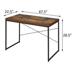 ZUN Weathered Oak and Black Writing Desk with Metal Sled Base B062P184521