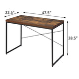 ZUN Weathered Oak and Black Writing Desk with Metal Sled Base B062P184521