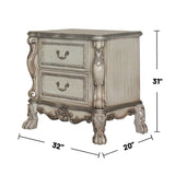 Wooden 2 Drawers Nightstand in Gold Patina and Bone Finish B016P253274