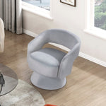 ZUN Modern Luxury Swivel Accent Chair 1pc Gray Velvet Upholstery Solid Wood Stylish Home Furniture B011P283813