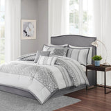 7 Piece Comforter Set Grey Queen B03596855