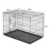 ZUN 36" Pet Kennel Cat Dog Folding Steel Crate Animal Playpen Wire Metal 26995370