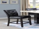 Modern Counter Height Chairs Black Faux Leather Tufted Set of 2 High Chairs Dining Seating B011130016