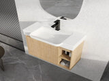 28'' Wall-Mounted Bathroom Vanity with White Ceramic Sink & Soft-Close Door, KD-Packing, W999P556325